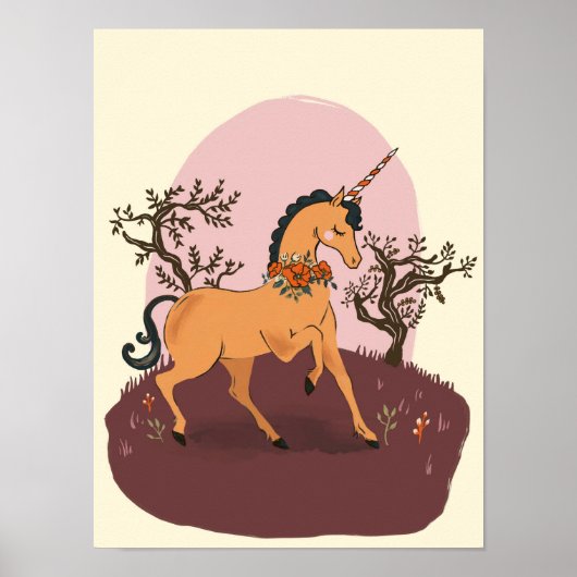 Niedliche und spielerische Goldene Einhornkinder K Poster (Vorne)