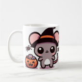 Niedliche und spöttische Halloween-Illustration mi Kaffeetasse (Links)
