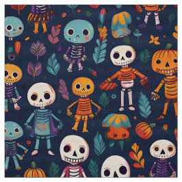 Niedliche und spukhafte farbenfrohe Skelette auf H Stoff