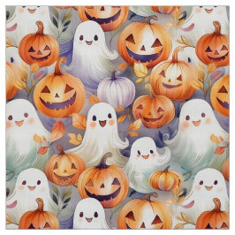 Niedliche und spukhafte Geister und Kürbislaternen Stoff