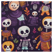 Niedliche und spukhafte Skelette zwischen den Must Stoff (Nahaufnahme)