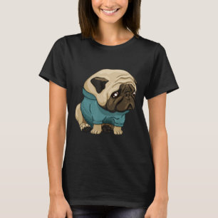 Niedliche und traurige Mops Hunde Männer Frauen T-Shirt