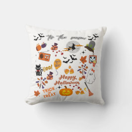 Niedliche und unangenehme Halloween-Aufkleber Kissen
