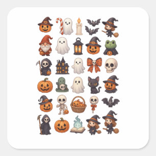 Niedliche und unangenehme Halloween-Aufkleber Quadratischer Aufkleber