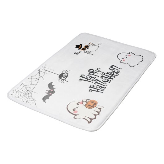 Niedliche und verwunderliche Halloween-Badematte Badematte (Schrägansicht)