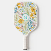 Niedliche und weibliche Vintage Blumenmuster Pickleball Schläger (Rückseite)