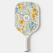 Niedliche und weibliche Vintage Blumenmuster Pickleball Schläger (Rückseite)