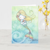 Niedliche und whimsical-Mermaid-Karte Karte (Gelbe Blume)