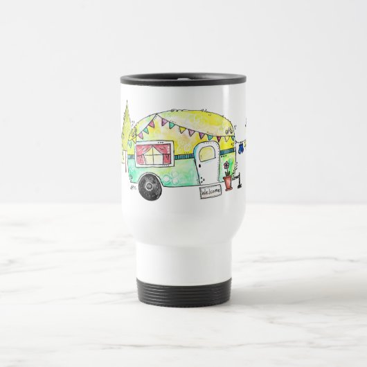 Niedliche und Whimsical Retro Happy Camper Reisebecher (Mittel)