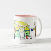 Niedliche und Whimsical Retro Happy Camper Zweifarbige Tasse (VorderseiteRechts)