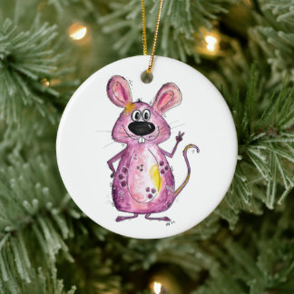 Niedliche und Whimsikale Lila Maus Keramik Ornament