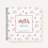 Niedliche und Whimsikfarbene Regenbogen Sketchbook Notizblock (Vorderseite)