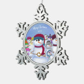 Niedliche und Whimsikschneemänner Schneeflocken Zinn-Ornament (Rechts)