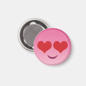 Niedliche und winzige Herzaugen, rosa Emoji Magnet (Vorderseite/Rückseite)