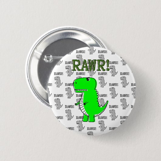 Niedliche und wütende T-Rex mit schwarz-weißem Mus Button (Vorne & Hinten)