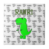 Niedliche und wütende T-Rex mit schwarz-weißem Mus Fliese (Vorderseite)