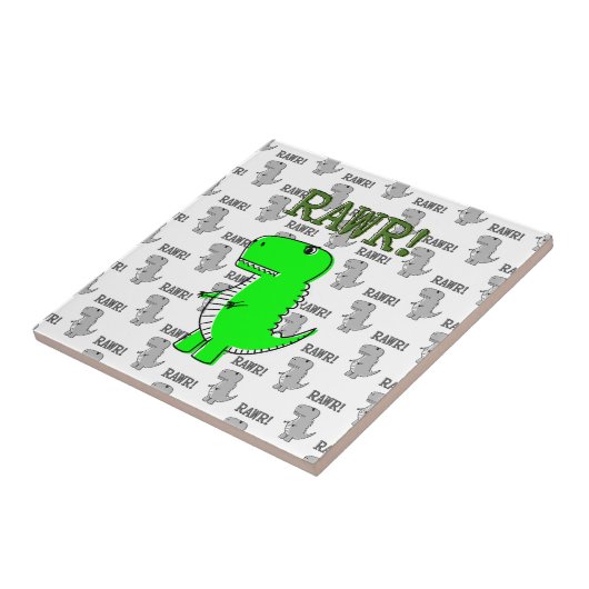 Niedliche und wütende T-Rex mit schwarz-weißem Mus Fliese (Seite)