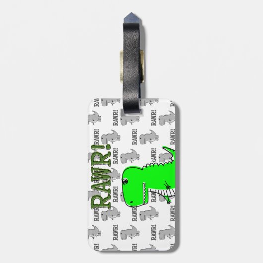 Niedliche und wütende T-Rex mit schwarz-weißem Mus Gepäckanhänger (Rückseite vertikal)