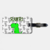 Niedliche und wütende T-Rex mit schwarz-weißem Mus Gepäckanhänger (Rückseite horizontal)