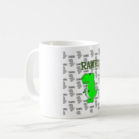 Niedliche und wütende T-Rex mit schwarz-weißem Mus Kaffeetasse (Vorderseite Links)