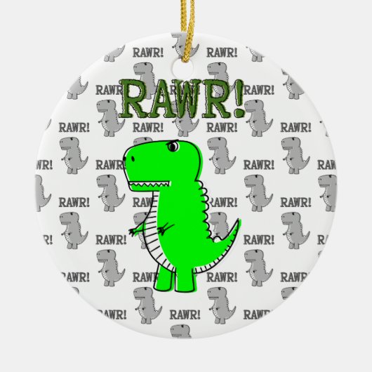 Niedliche und wütende T-Rex mit schwarz-weißem Mus Keramikornament (Vorne)