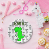 Niedliche und wütende T-Rex mit schwarz-weißem Mus Pappteller (Party)