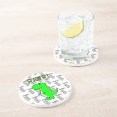 Niedliche und wütende T-Rex mit schwarz-weißem Mus Untersetzer (Seite)