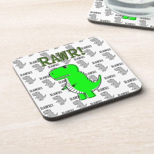 Niedliche und wütende T-Rex mit schwarz-weißem Mus Untersetzer (Linke Seite)