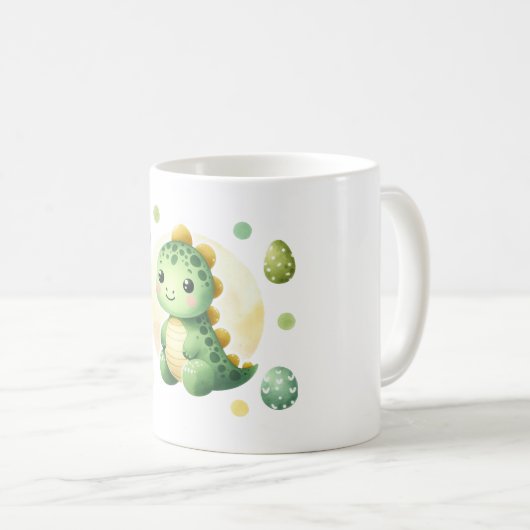 niedliche und zauberhafte grüne Dinosaurier-Tasse Kaffeetasse (VorderseiteRechts)