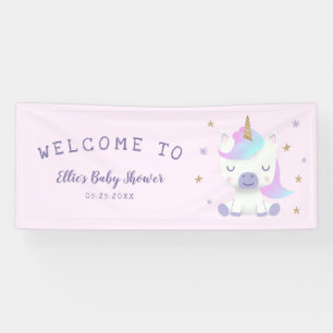 Niedliche Unicorn Babydusche Willkommen Banner