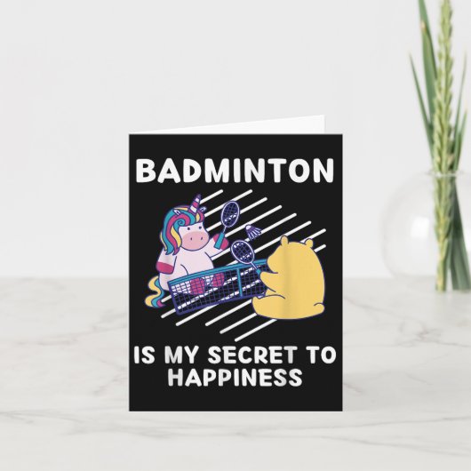 Niedliche Unicorn Badminton ist mein Geheimnis für Karte (Vorderseite)