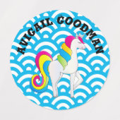 Niedliche Unicorn Blue Wave Etiketten (Design 1)