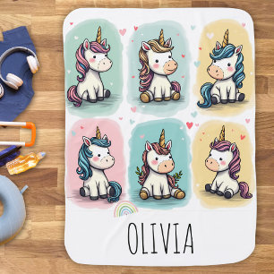 Niedliche Unicorn Doodles Babydecke