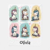 Niedliche Unicorn Doodles Fleecedecke (Vorderseite)