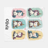 Niedliche Unicorn Doodles Fleecedecke (Vorderseite (Horizontal))