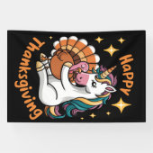 Niedliche Unicorn Hugs Türkei glückliche Thanksgiv Banner (Horizontal)