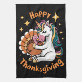 Niedliche Unicorn Hugs Türkei glückliche Thanksgiv Geschirrtuch (Vertikal)