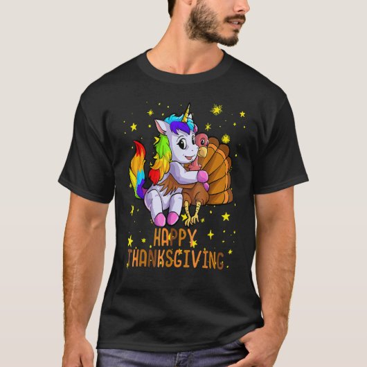 Niedliche Unicorn Hugs Türkei glückliche Thanksgiv T-Shirt (Vorderseite)