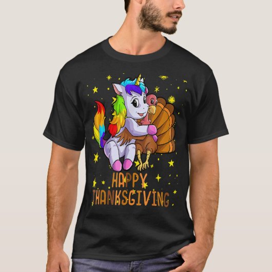 Niedliche Unicorn Hugs Türkei glückliche Thanksgiv T-Shirt (Vorderseite)