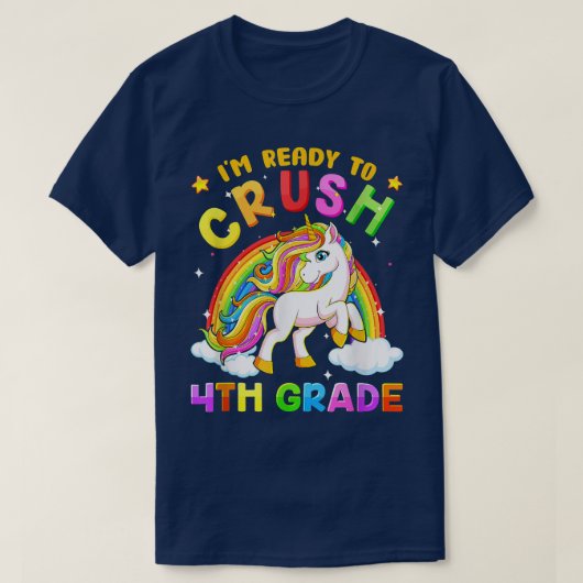 Niedliche Unicorn Ich bin bereit, 4. Klasse wieder T-Shirt (Design vorne)