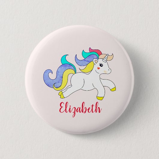 Niedliche Unicorn-Illustration Benutzerdefinierte Button (Vorderseite)