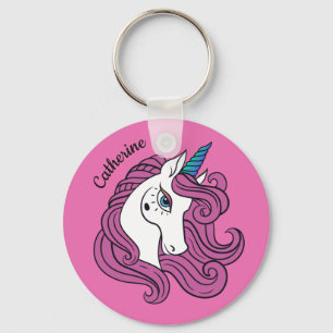 Niedliche Unicorn individuelle Name- und Farbschl Schlüsselanhänger