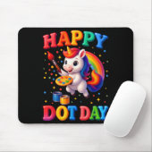 Niedliche Unicorn Liebhaber Fans Polka Dots Happy Mousepad (Mit Mouse)