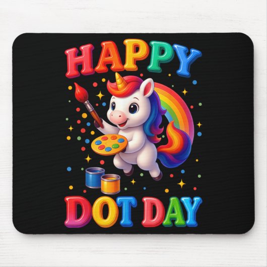 Niedliche Unicorn Liebhaber Fans Polka Dots Happy Mousepad (Vorne)