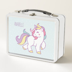 Niedliche Unicorn-Mädchen Metall Lunch Box