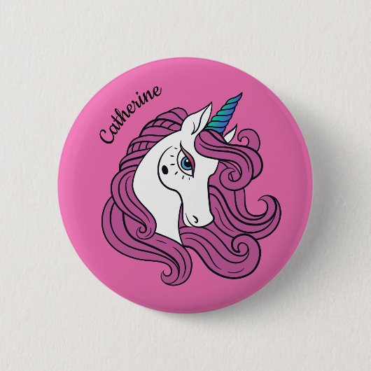 Niedliche Unicorn-Name- u. -farbknöpfe Button (Vorderseite)