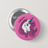 Niedliche Unicorn-Name- u. -farbknöpfe Button (Vorne & Hinten)