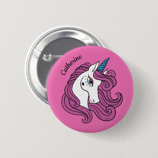 Niedliche Unicorn-Name- u. -farbknöpfe Button (Vorne & Hinten)