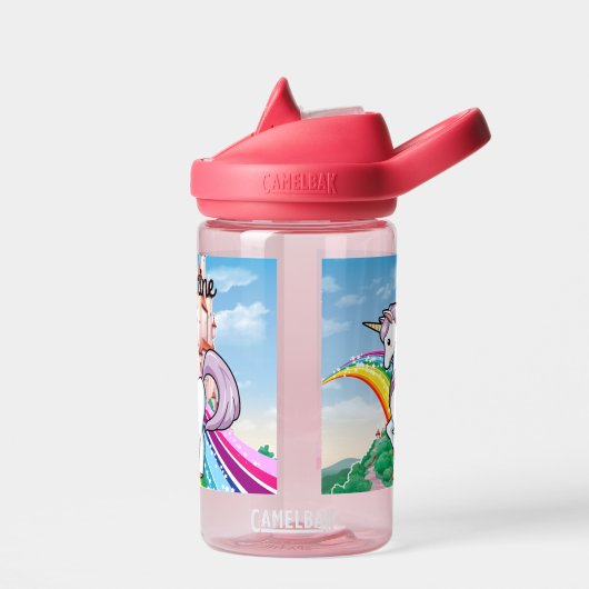 Niedliche UNICORN Personalize Girl's Name Trinkflasche (Links)