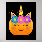 Niedliche Unicorn Pumpkin Girls Kinder Spaß Hallow Poster (Vorne)
